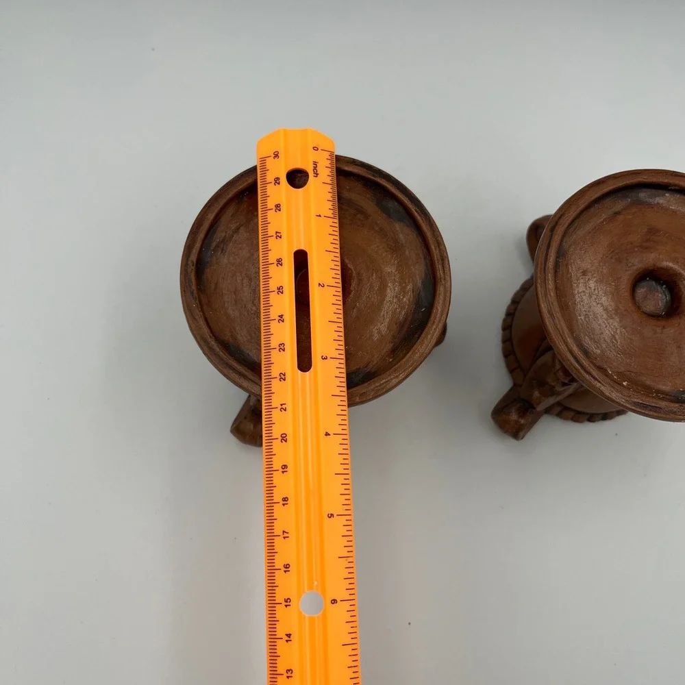 Vintage 1972 Ceramic Candlestick Holders‎ Set of 2 Brown Ornate MCM